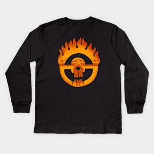 Cute 80s Apocalyptic Movie Flame Logo Kids Long Sleeve T-Shirt